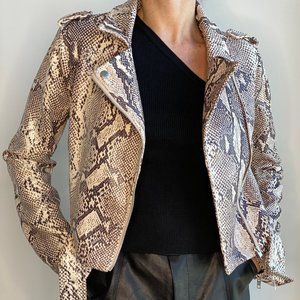 Snake skin moto jacket with belt